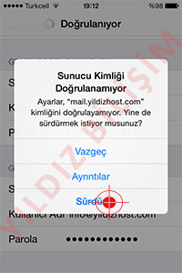 Eğer karşınıza bu ekran çıkarsa Sürdür butonuna dokunarak bir sonraki işlemden devam edebilirsiniz.