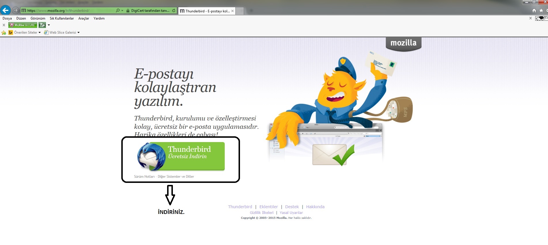 thunderbird mail kurulumu