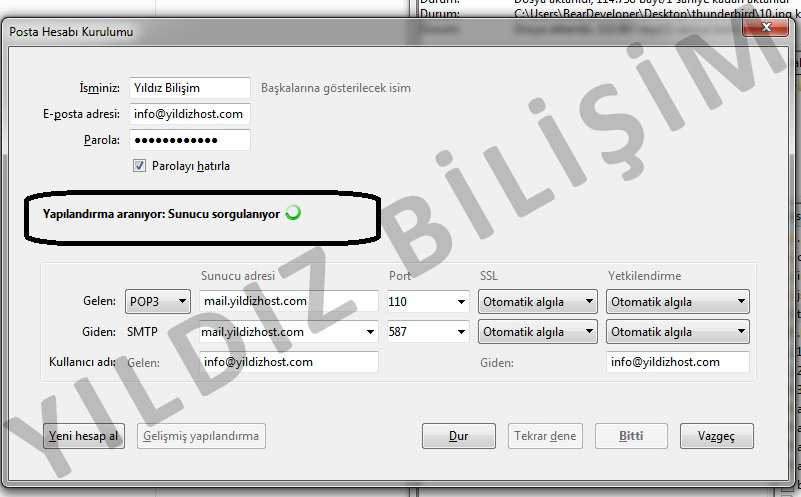 thunderbird mail kurulumu