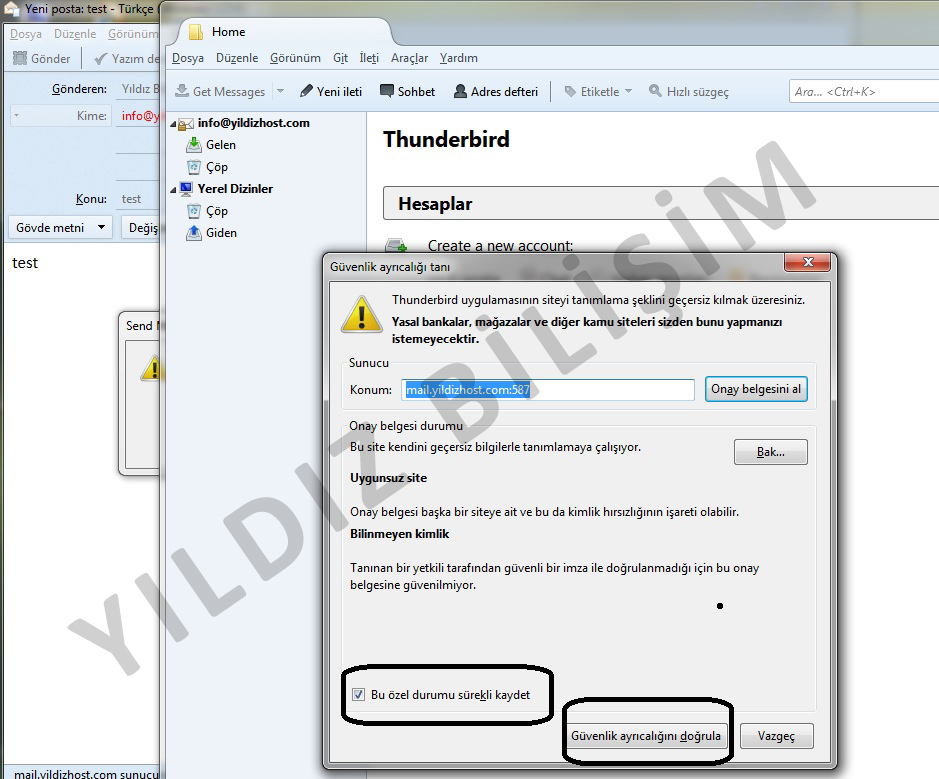 thunderbird mail kurulumu
