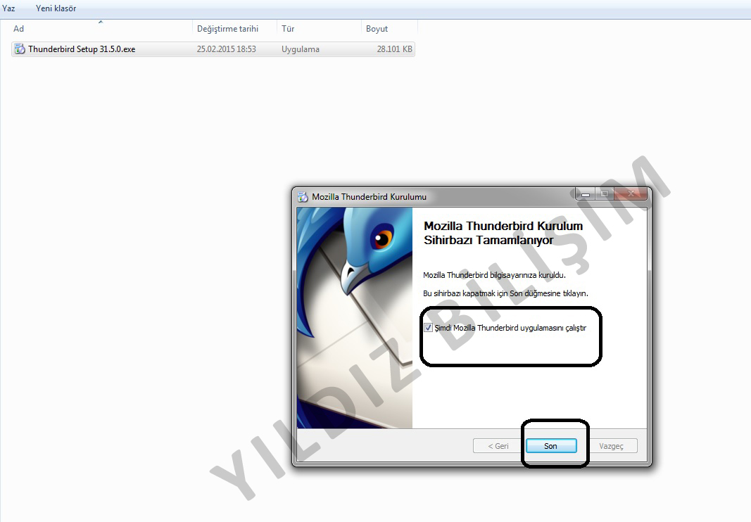 thunderbird mail kurulumu