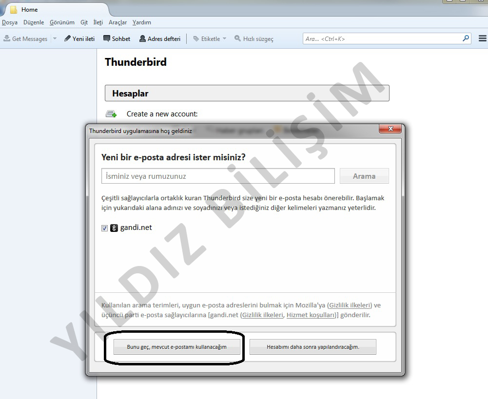 thunderbird mail kurulumu