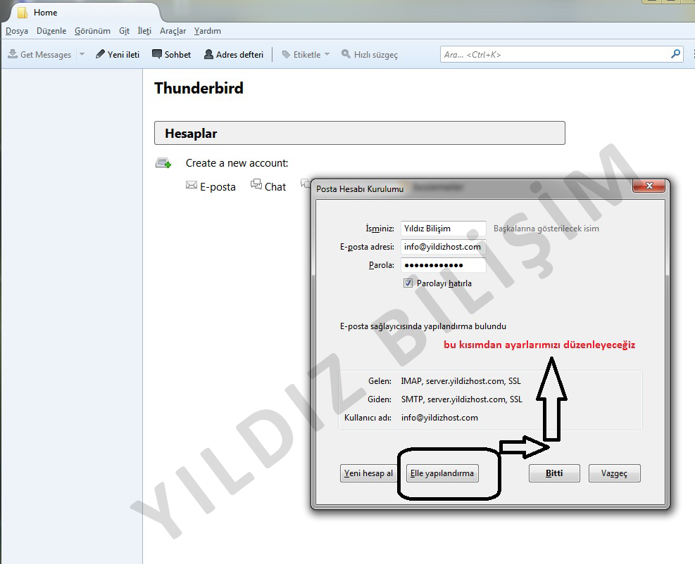 thunderbird mail kurulumu